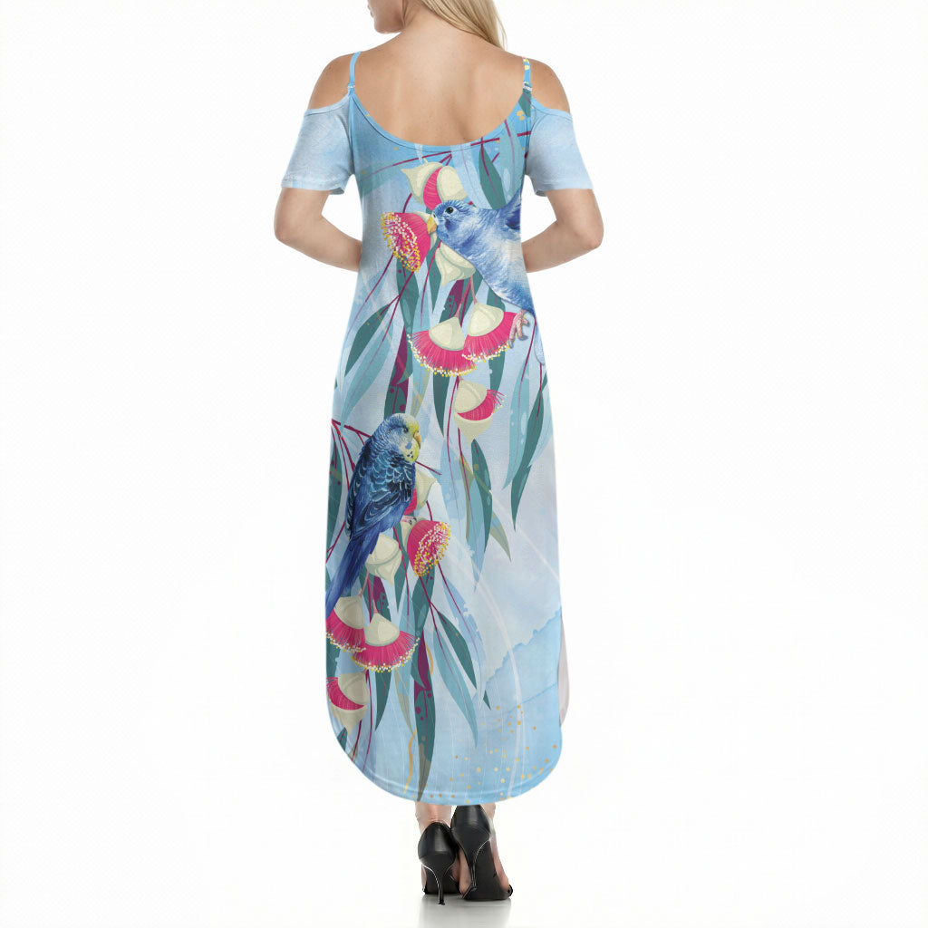 Australia Blue Budgie Marble Glaze Summer Maxi Dress Cancer Prevention