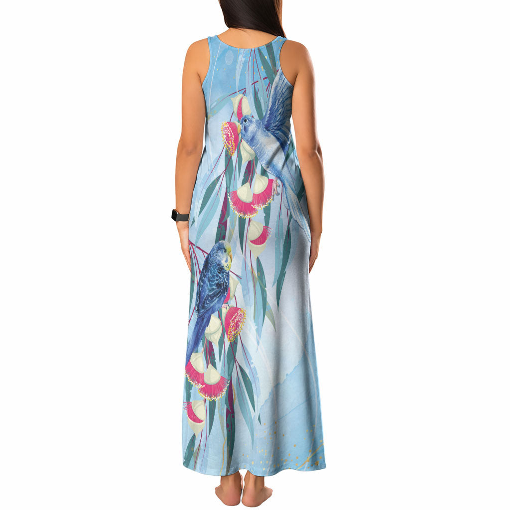 Australia Blue Budgie Marble Glaze Tank Maxi Dress Cancer Prevention