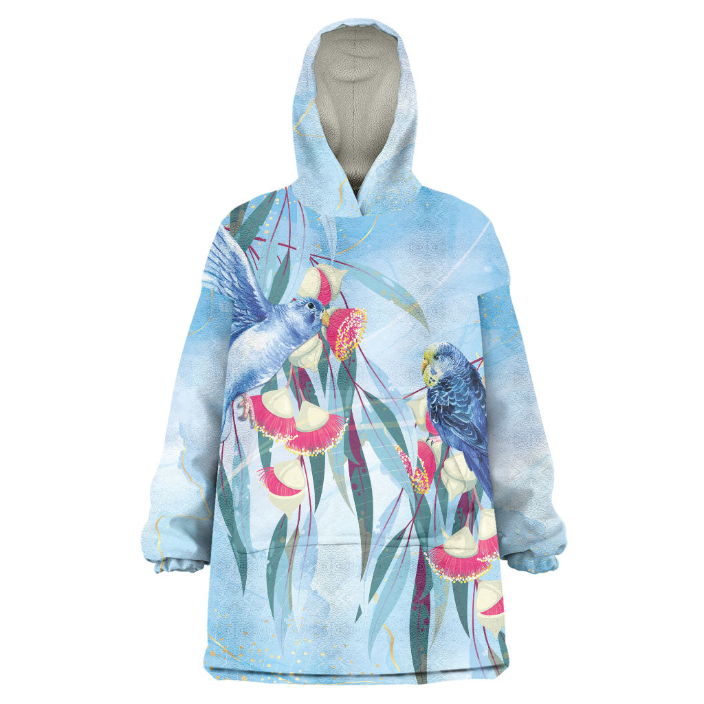 Australia Blue Budgie Marble Glaze Wearable Blanket Hoodie Cancer Prevention