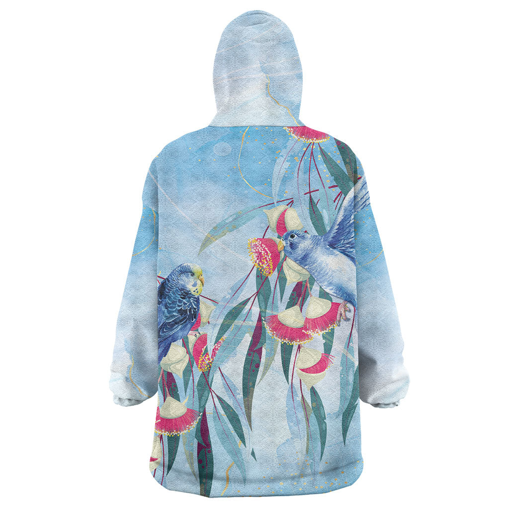 Australia Blue Budgie Marble Glaze Wearable Blanket Hoodie Cancer Prevention