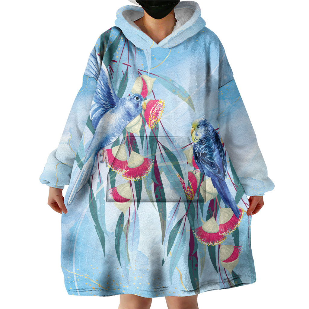 Australia Blue Budgie Marble Glaze Wearable Blanket Hoodie Cancer Prevention