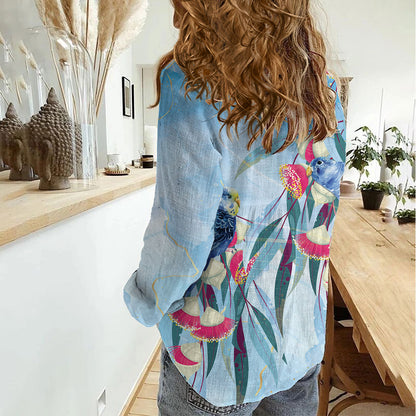 Australia Blue Budgie Marble Glaze Women Casual Shirt Cancer Prevention