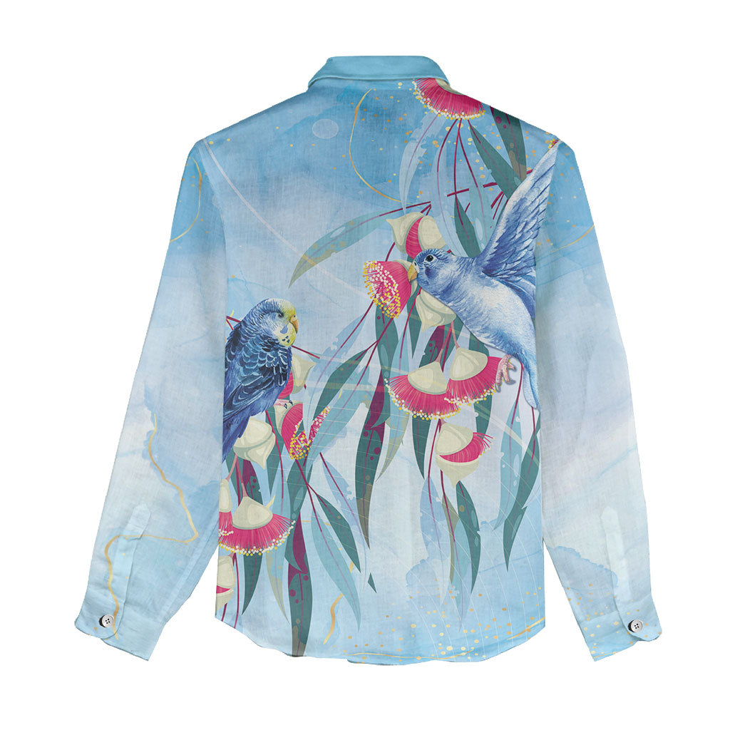 Australia Blue Budgie Marble Glaze Women Casual Shirt Cancer Prevention