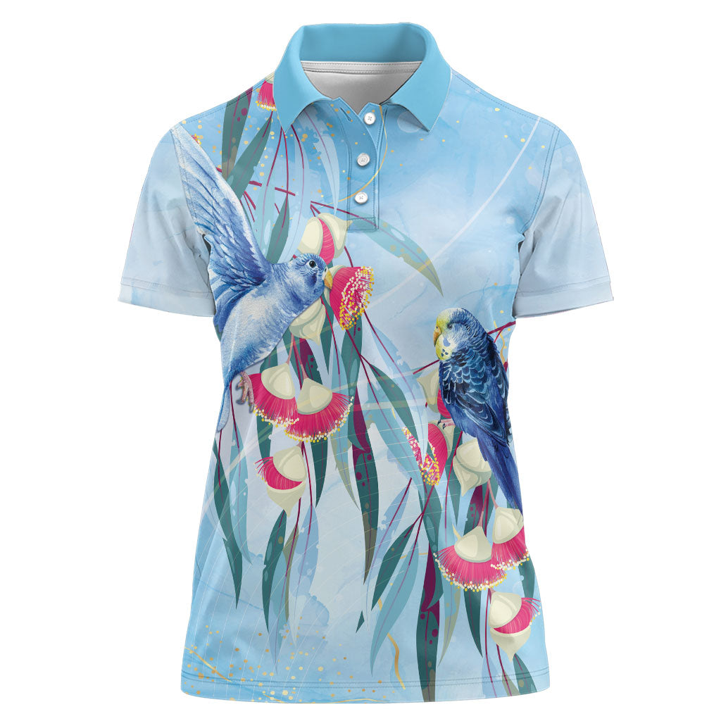 Australia Blue Budgie Marble Glaze Women Polo Shirt Cancer Prevention