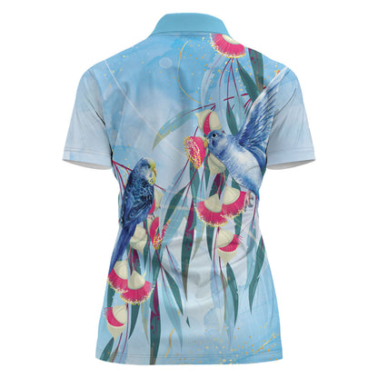 Australia Blue Budgie Marble Glaze Women Polo Shirt Cancer Prevention