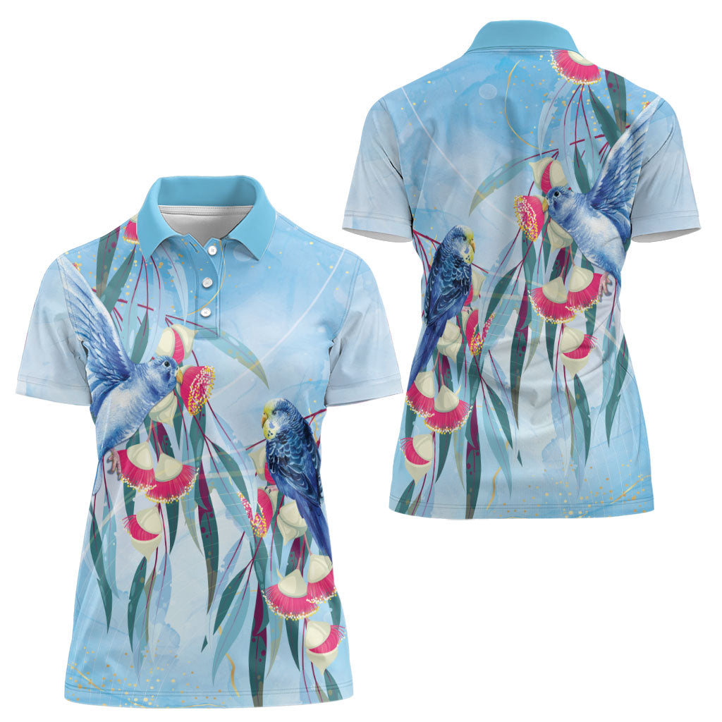 Australia Blue Budgie Marble Glaze Women Polo Shirt Cancer Prevention