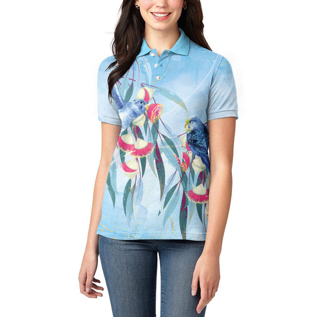 Australia Blue Budgie Marble Glaze Women Polo Shirt Cancer Prevention