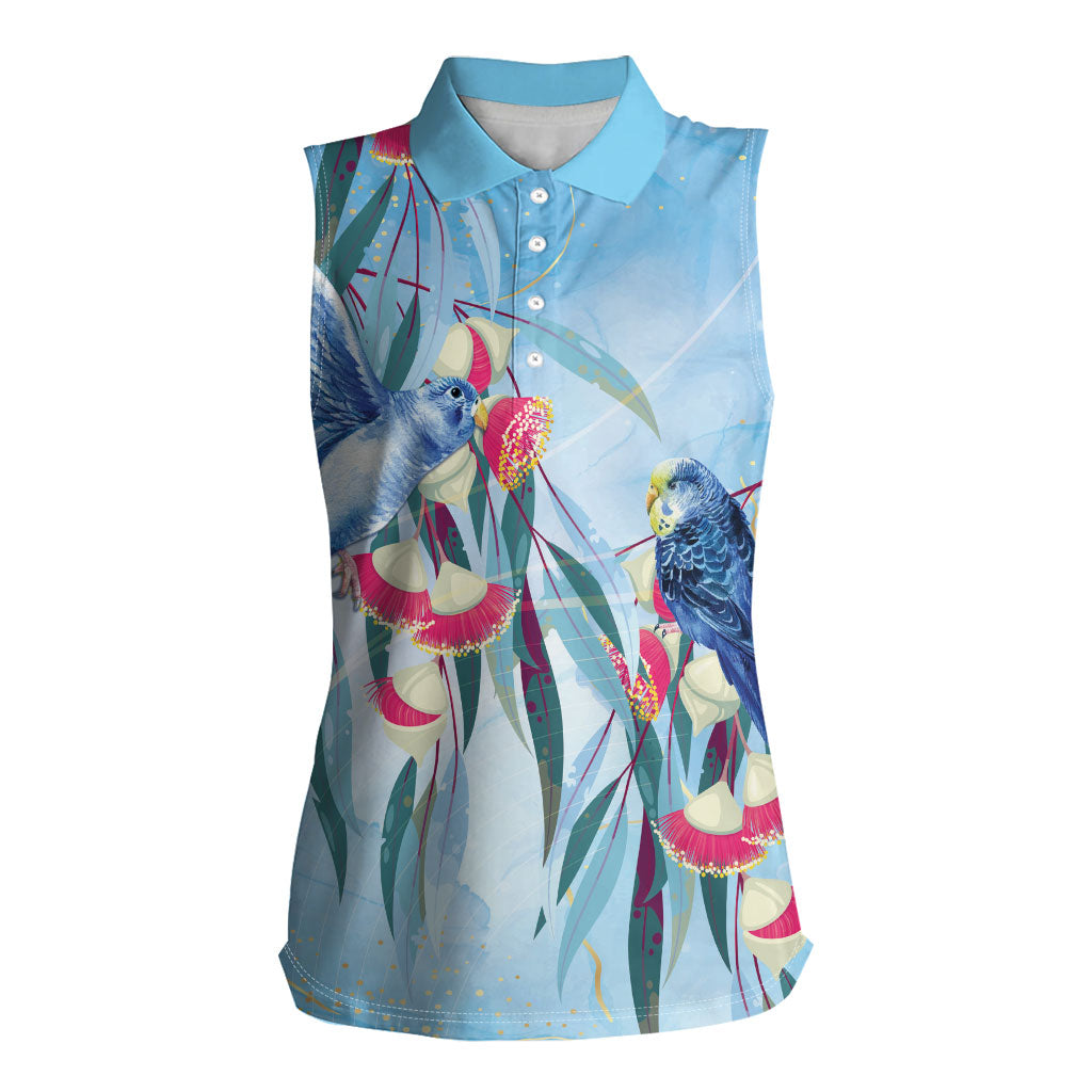 Australia Blue Budgie Marble Glaze Women Sleeveless Polo Shirt Cancer Prevention