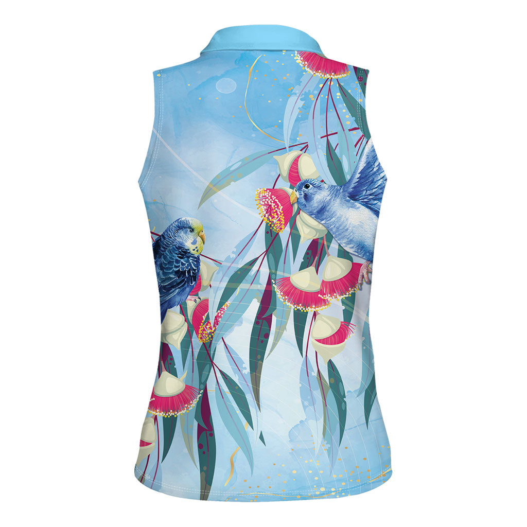 Australia Blue Budgie Marble Glaze Women Sleeveless Polo Shirt Cancer Prevention