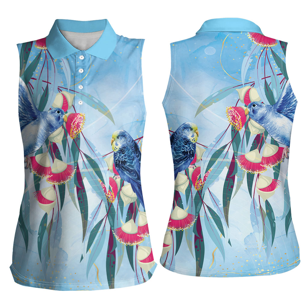 Australia Blue Budgie Marble Glaze Women Sleeveless Polo Shirt Cancer Prevention