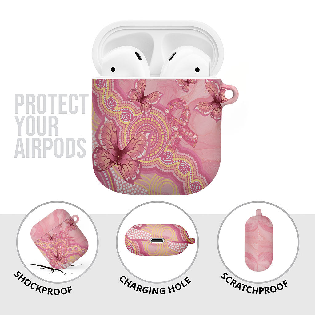 Dreamy Butterfly Collar Australia Breast Cancer Pink AirPods Case Indigenous Art