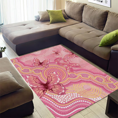 Dreamy Butterfly Collar Australia Breast Cancer Pink Area Rug Indigenous Art