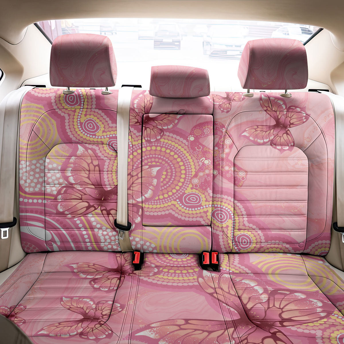 Dreamy Butterfly Collar Australia Breast Cancer Pink Back Car Seat Cover Indigenous Art
