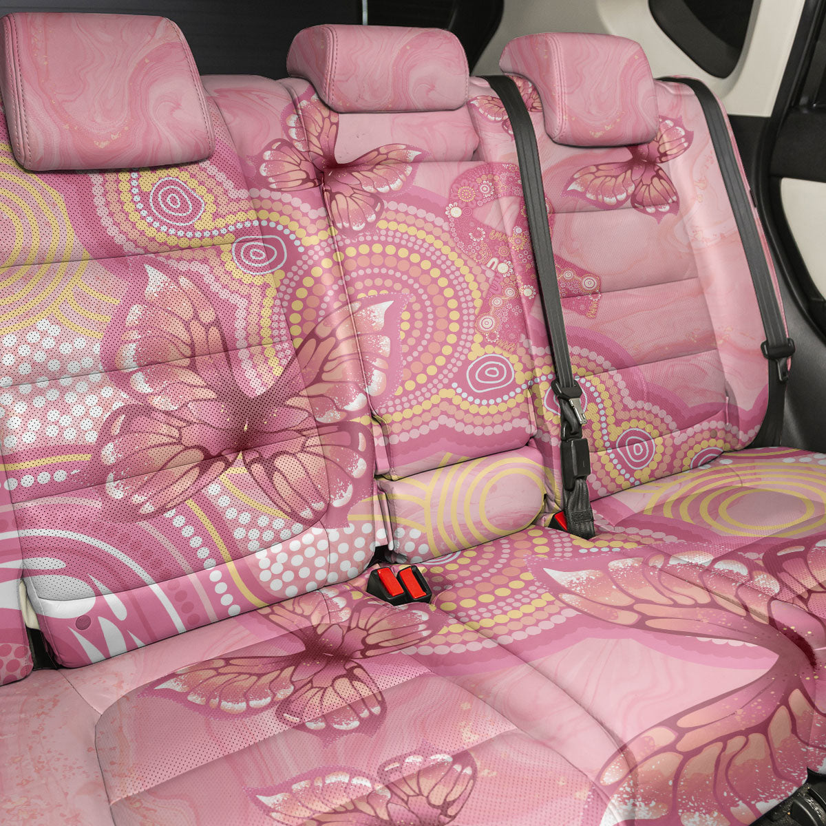 Dreamy Butterfly Collar Australia Breast Cancer Pink Back Car Seat Cover Indigenous Art