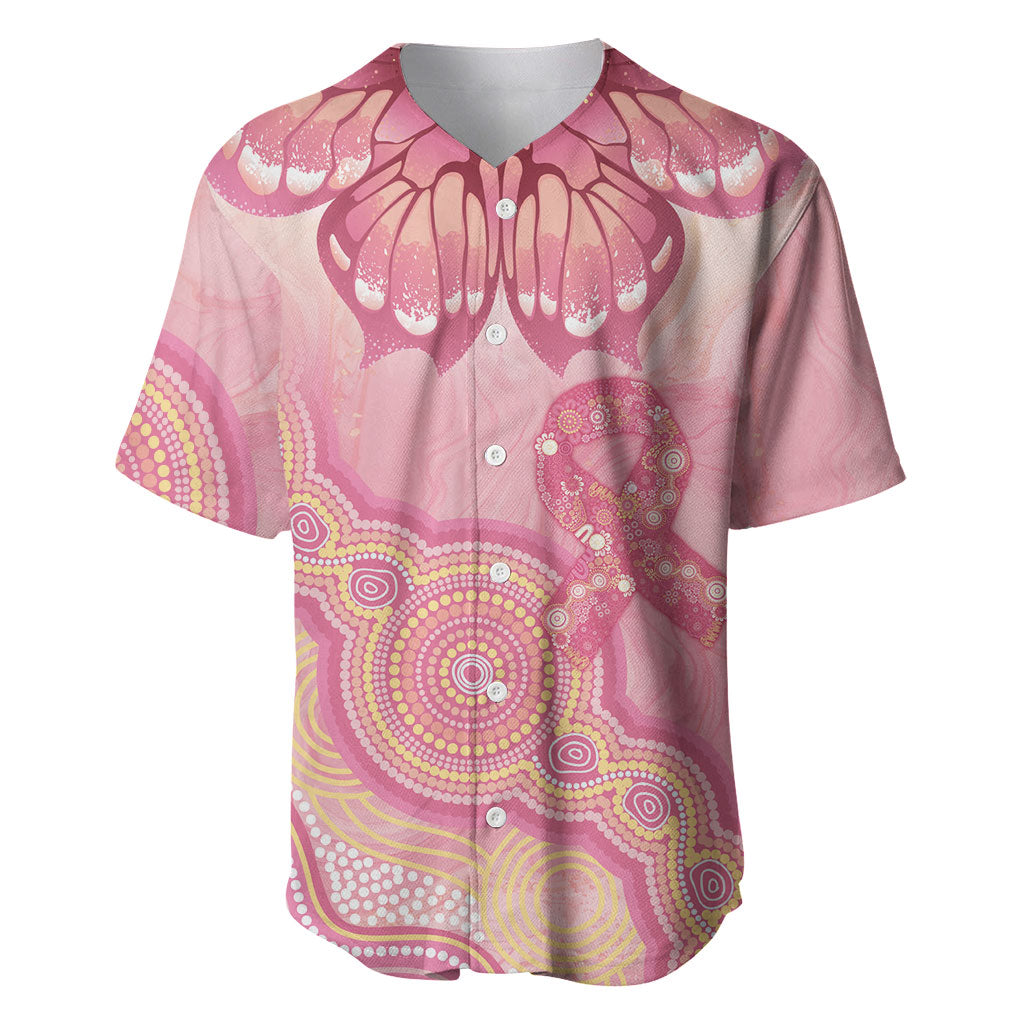 Dreamy Butterfly Collar Australia Breast Cancer Pink Baseball Jersey Indigenous Art
