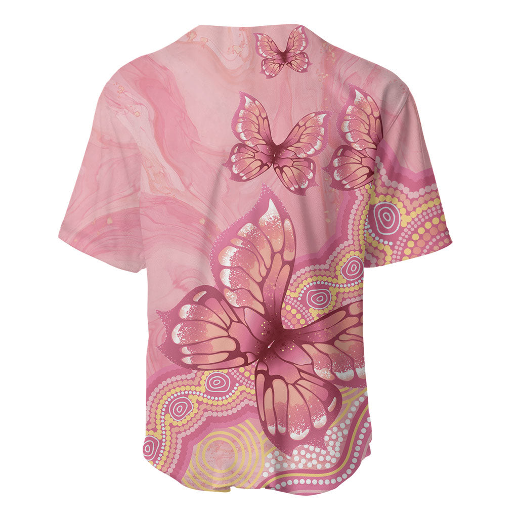 Dreamy Butterfly Collar Australia Breast Cancer Pink Baseball Jersey Indigenous Art
