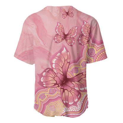 Dreamy Butterfly Collar Australia Breast Cancer Pink Baseball Jersey Indigenous Art
