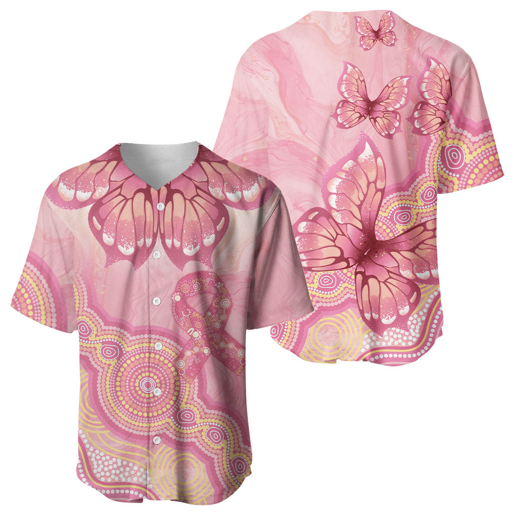Dreamy Butterfly Collar Australia Breast Cancer Pink Baseball Jersey Indigenous Art