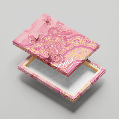 Dreamy Butterfly Collar Australia Breast Cancer Pink Canvas Wall Art Indigenous Art