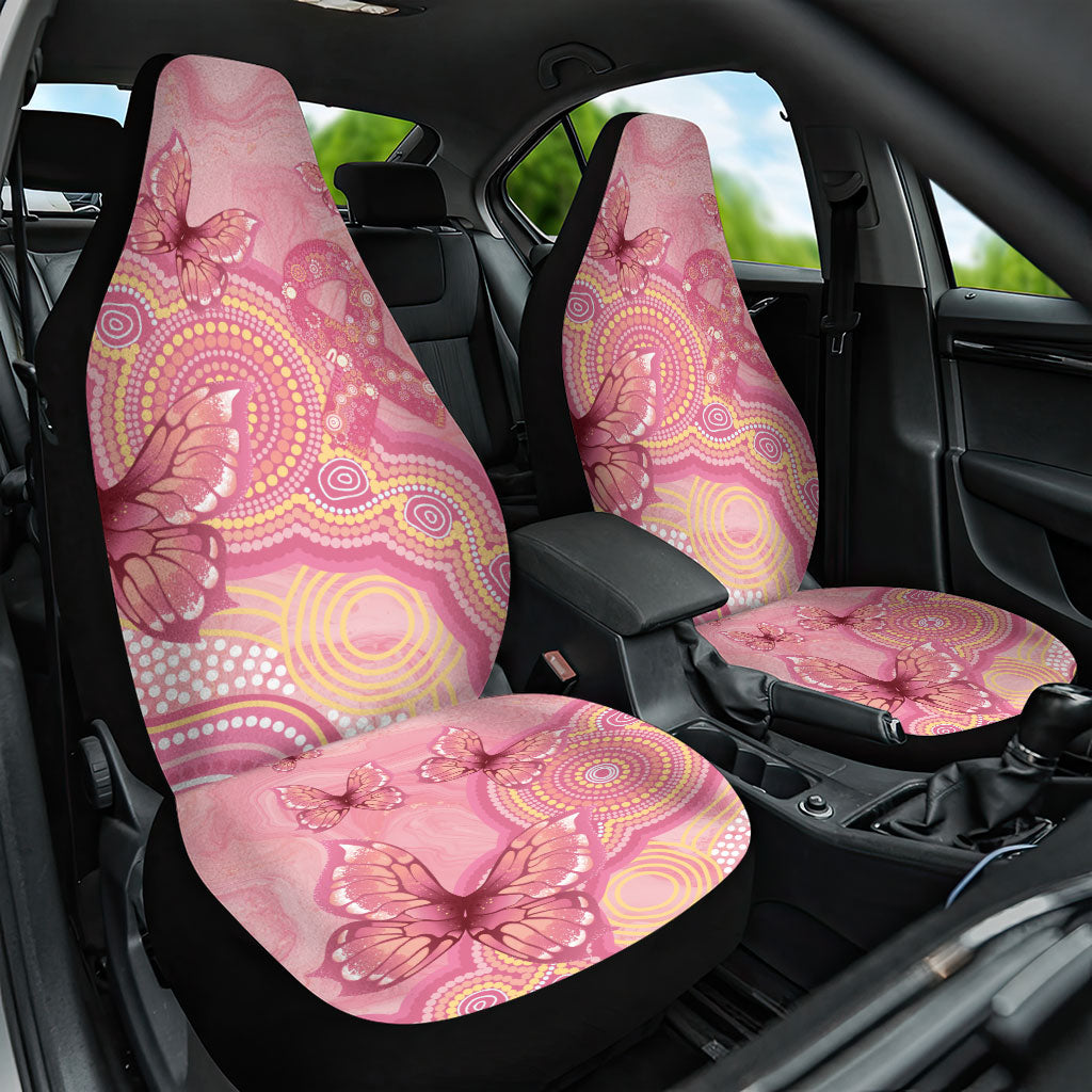 Dreamy Butterfly Collar Australia Breast Cancer Pink Car Seat Cover Indigenous Art