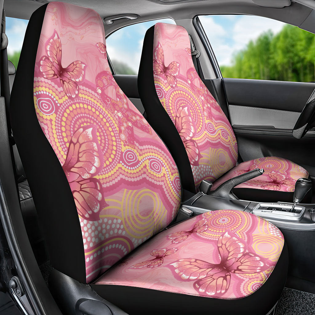 Dreamy Butterfly Collar Australia Breast Cancer Pink Car Seat Cover Indigenous Art
