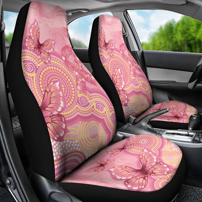Dreamy Butterfly Collar Australia Breast Cancer Pink Car Seat Cover Indigenous Art