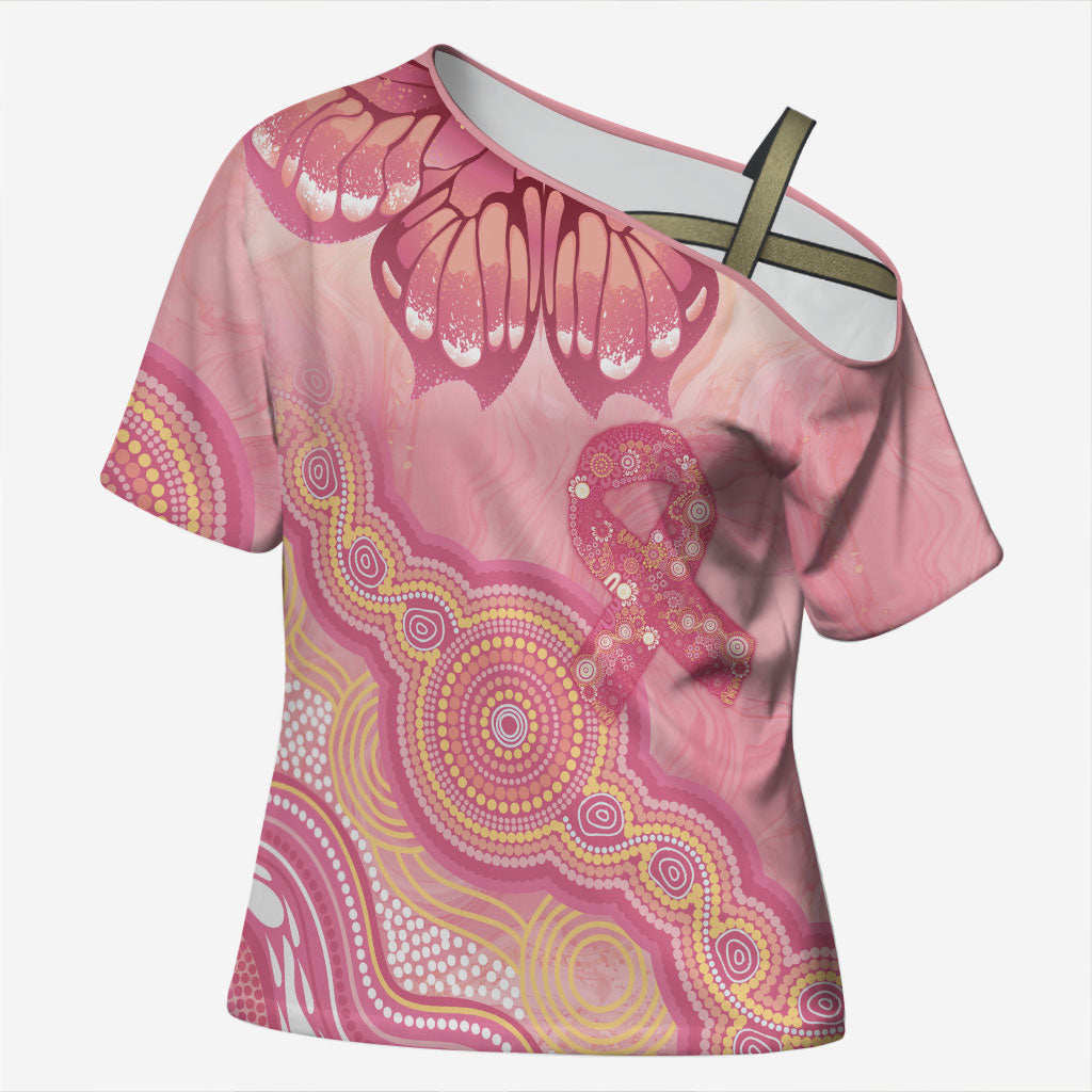 Dreamy Butterfly Collar Australia Breast Cancer Pink Cross Shoulder Shirt Indigenous Art