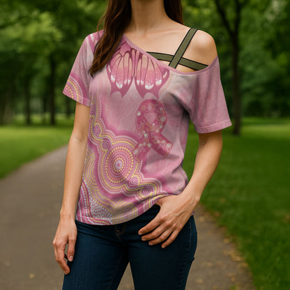 Dreamy Butterfly Collar Australia Breast Cancer Pink Cross Shoulder Shirt Indigenous Art