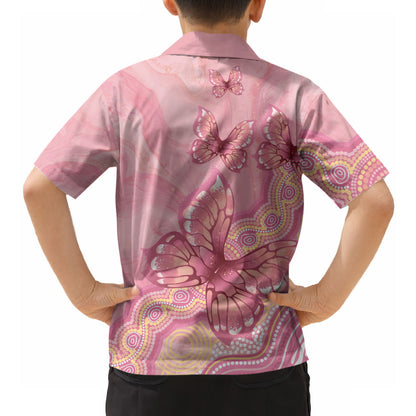 Dreamy Butterfly Collar Australia Breast Cancer Pink Hawaiian Shirt Indigenous Art