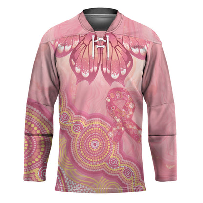 Dreamy Butterfly Collar Australia Breast Cancer Pink Hockey Jersey Indigenous Art