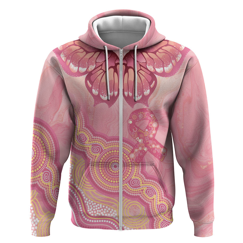 Dreamy Butterfly Collar Australia Breast Cancer Pink Hoodie Indigenous Art