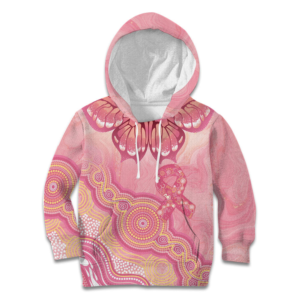 Dreamy Butterfly Collar Australia Breast Cancer Pink Kid Hoodie Indigenous Art