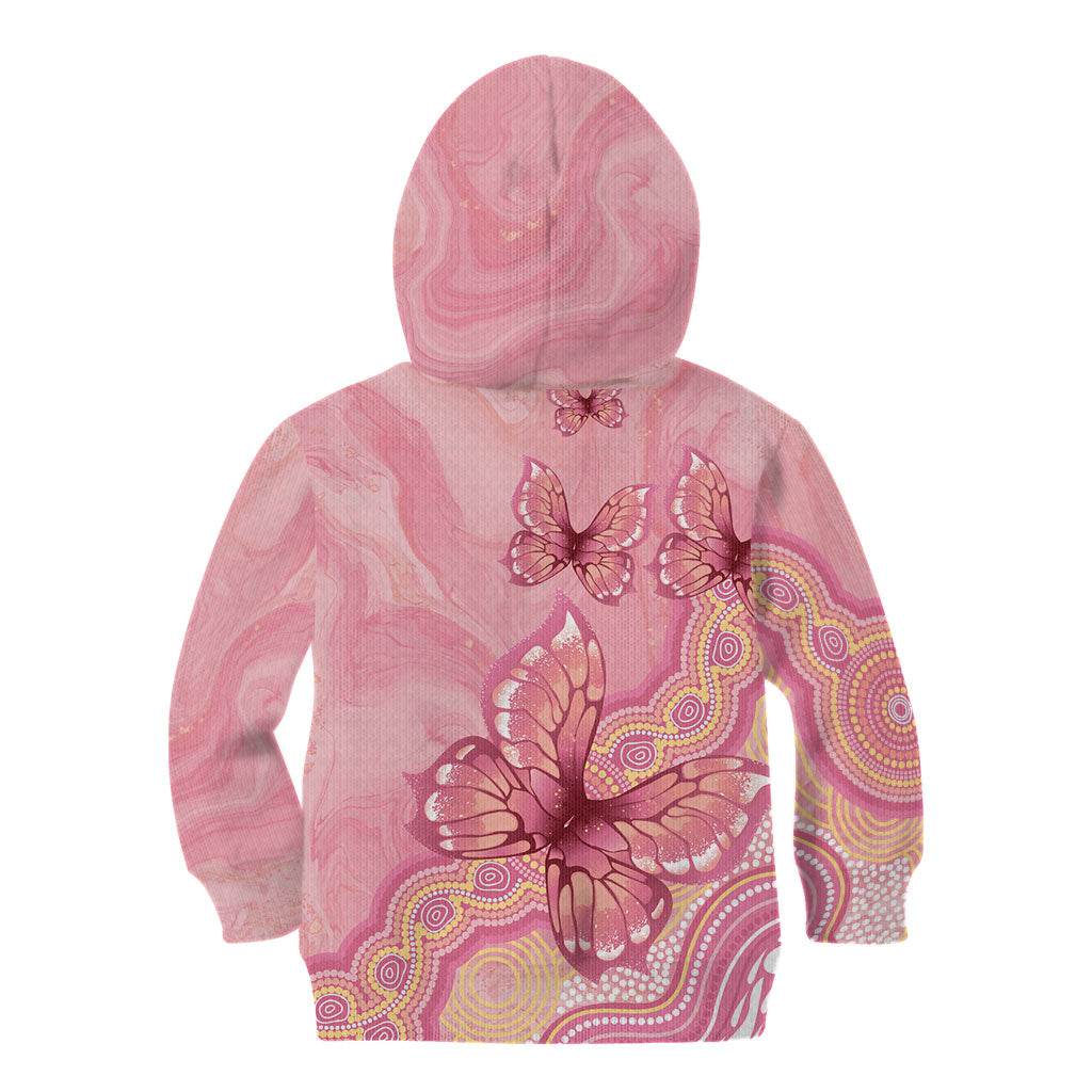 Dreamy Butterfly Collar Australia Breast Cancer Pink Kid Hoodie Indigenous Art