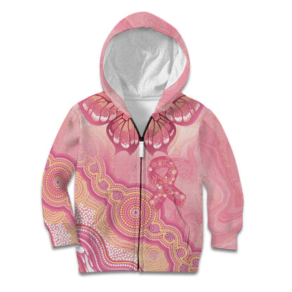 Dreamy Butterfly Collar Australia Breast Cancer Pink Kid Hoodie Indigenous Art