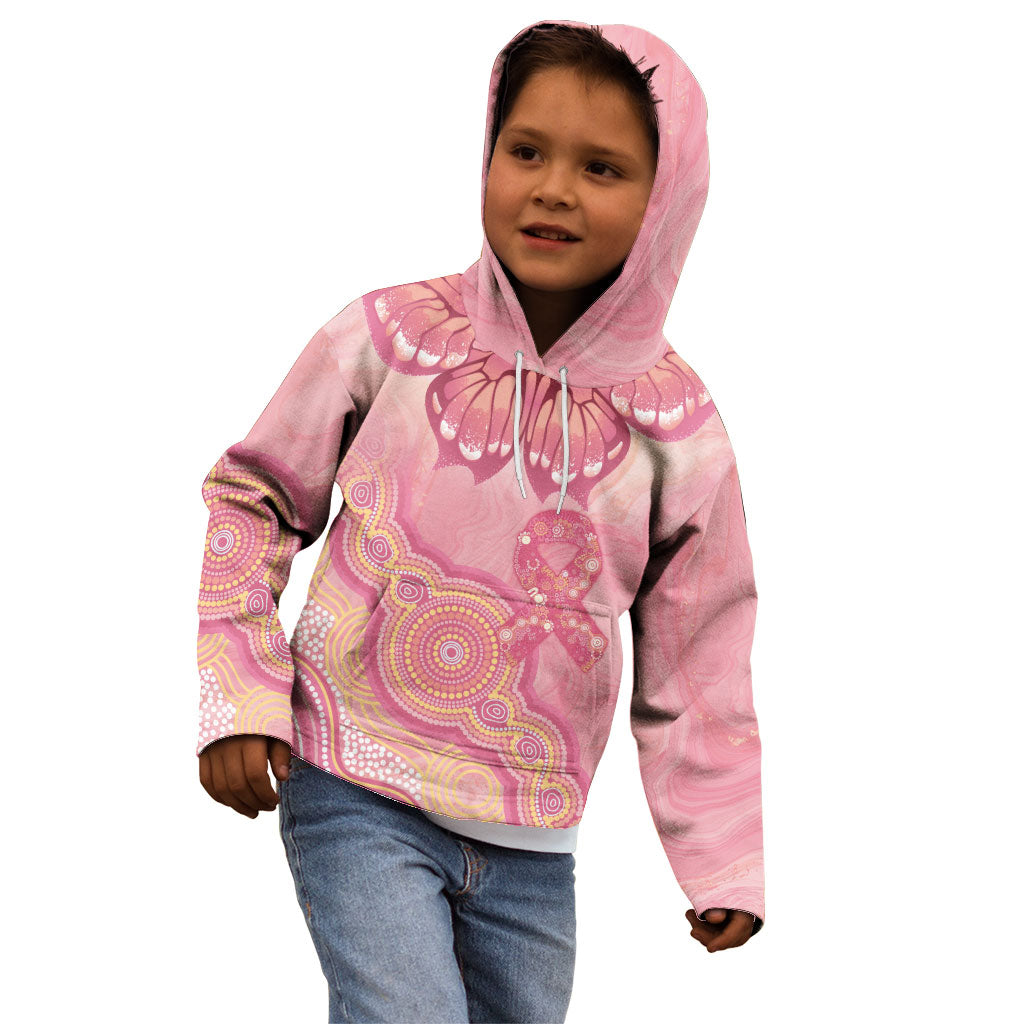 Dreamy Butterfly Collar Australia Breast Cancer Pink Kid Hoodie Indigenous Art