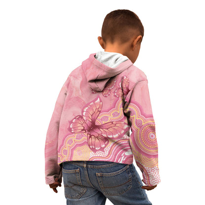 Dreamy Butterfly Collar Australia Breast Cancer Pink Kid Hoodie Indigenous Art