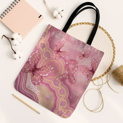 Dreamy Butterfly Collar Australia Breast Cancer Pink Tote Bag Indigenous Art