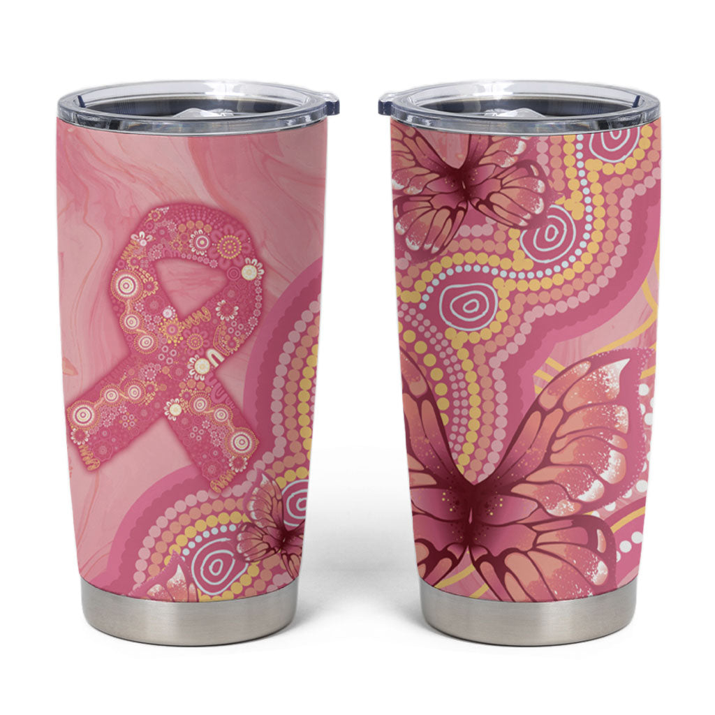 Dreamy Butterfly Collar Australia Breast Cancer Pink Tumbler Cup Indigenous Art