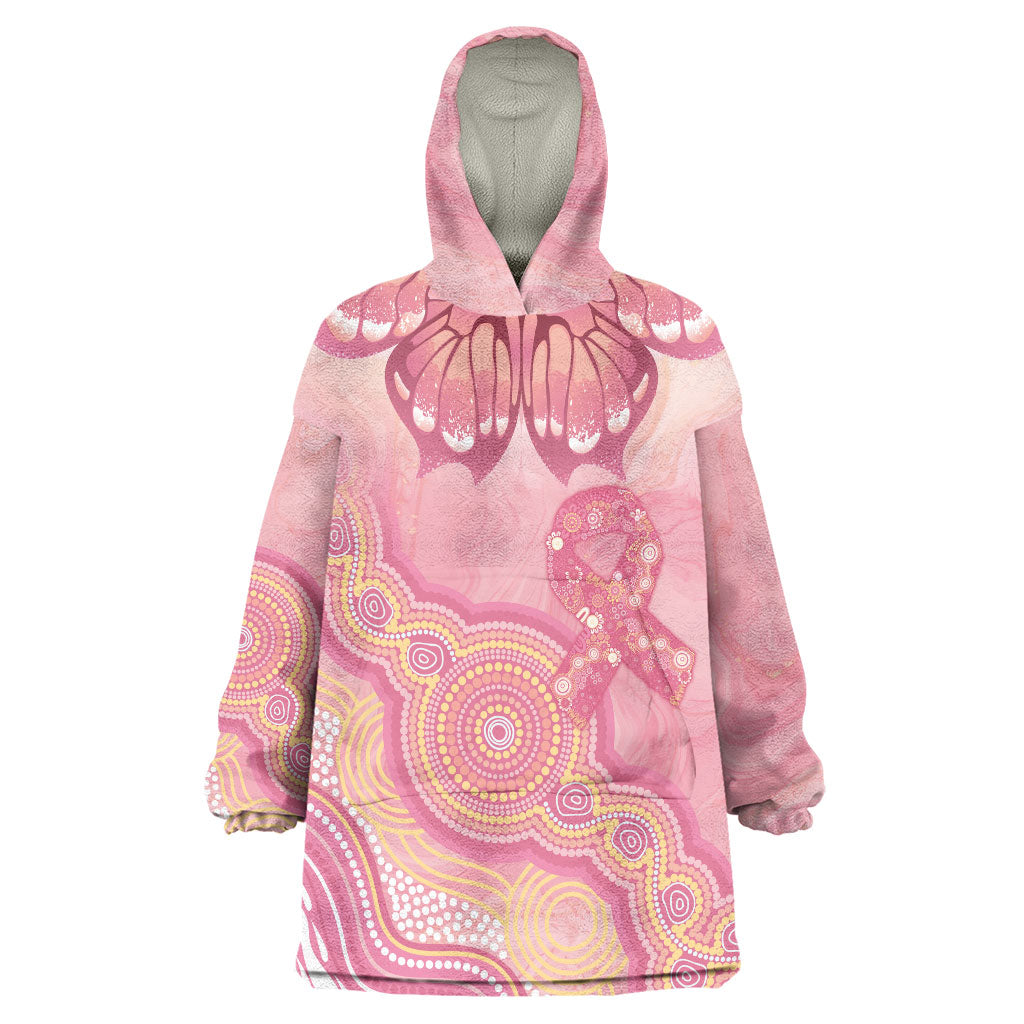 Dreamy Butterfly Collar Australia Breast Cancer Pink Wearable Blanket Hoodie Indigenous Art
