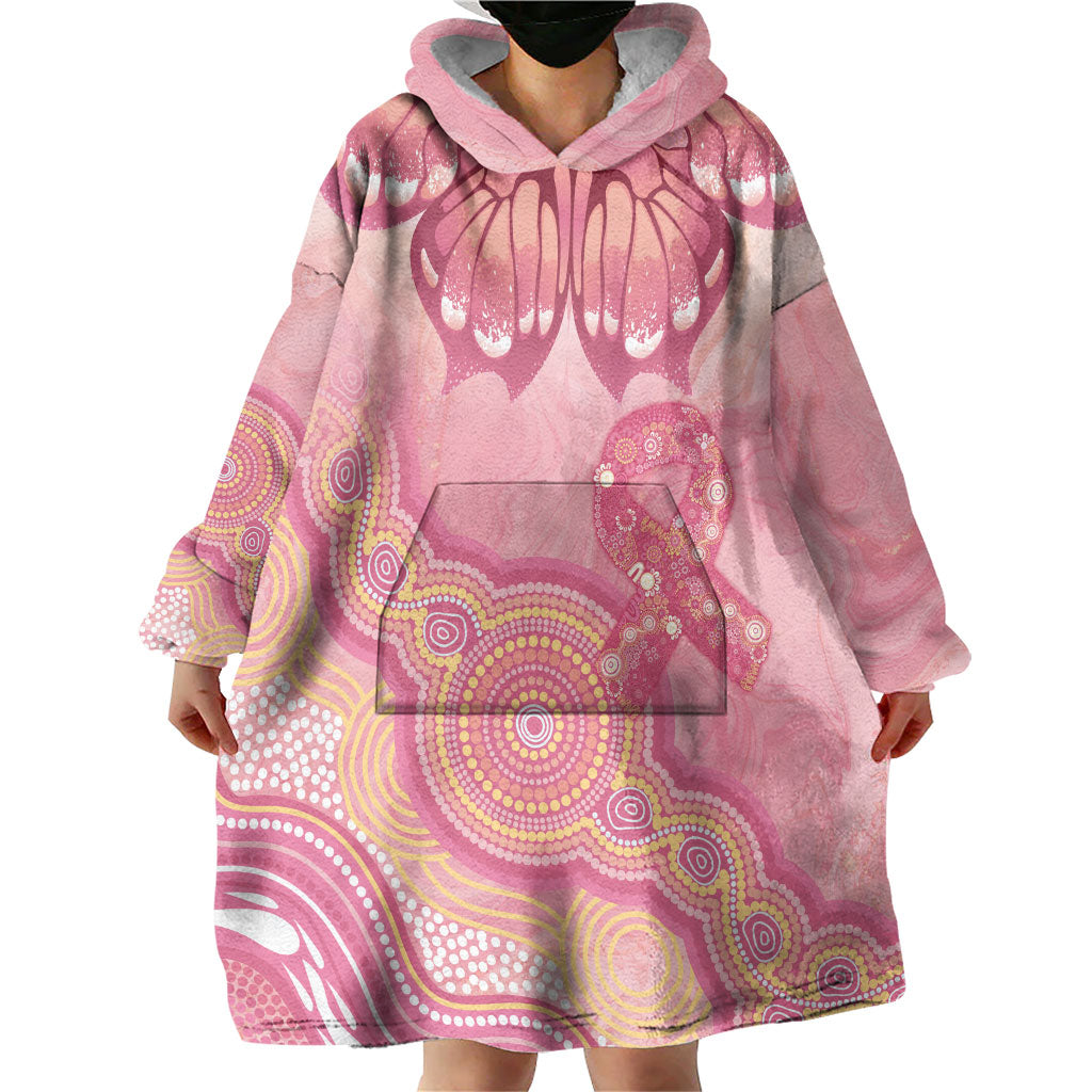 Dreamy Butterfly Collar Australia Breast Cancer Pink Wearable Blanket Hoodie Indigenous Art