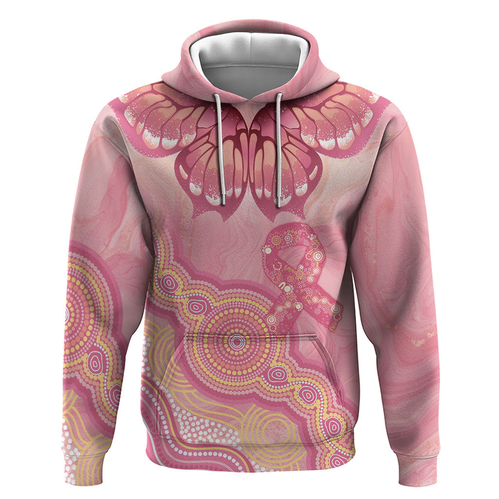 Dreamy Butterfly Collar Australia Breast Cancer Pink Zip Hoodie Indigenous Art