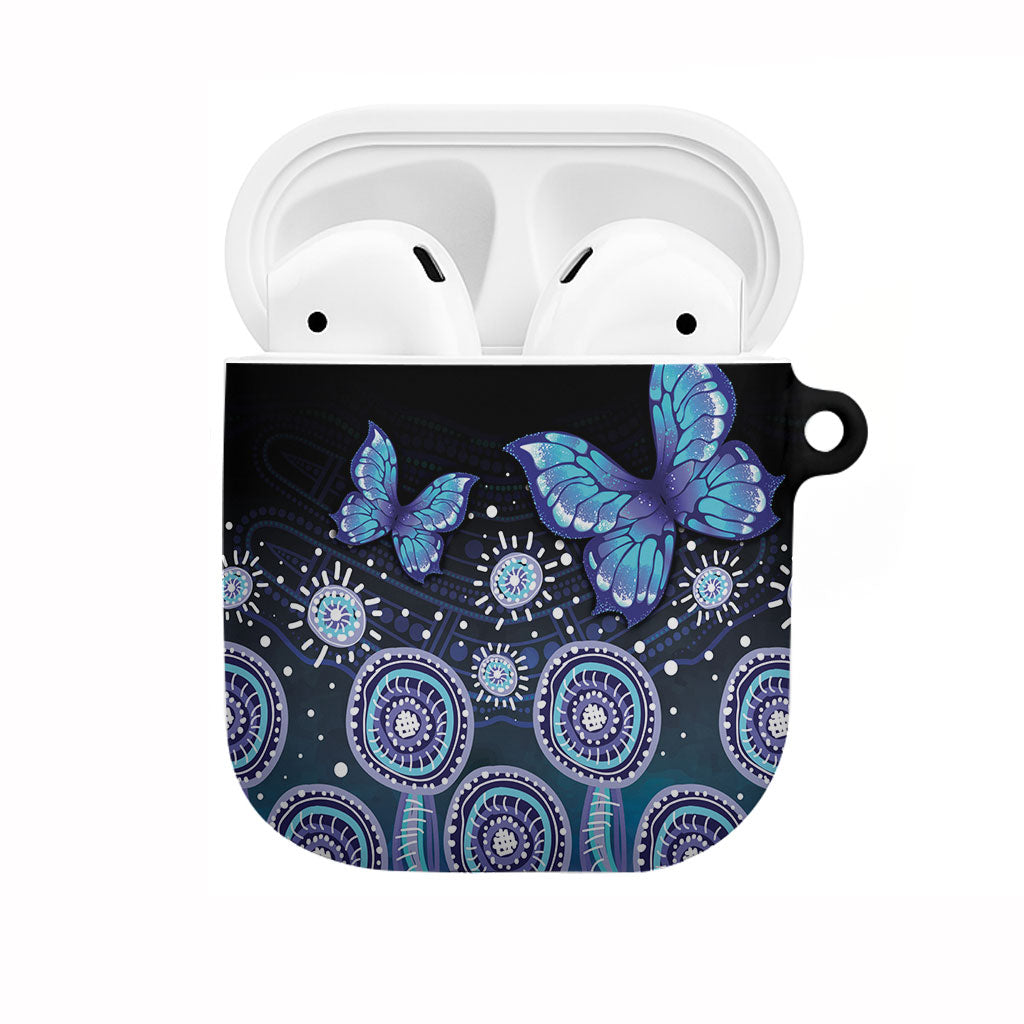 Dreamy Butterfly Collar Australia Purple Teal Hopeful Sky AirPods Case Indigenous Aboriginal Art
