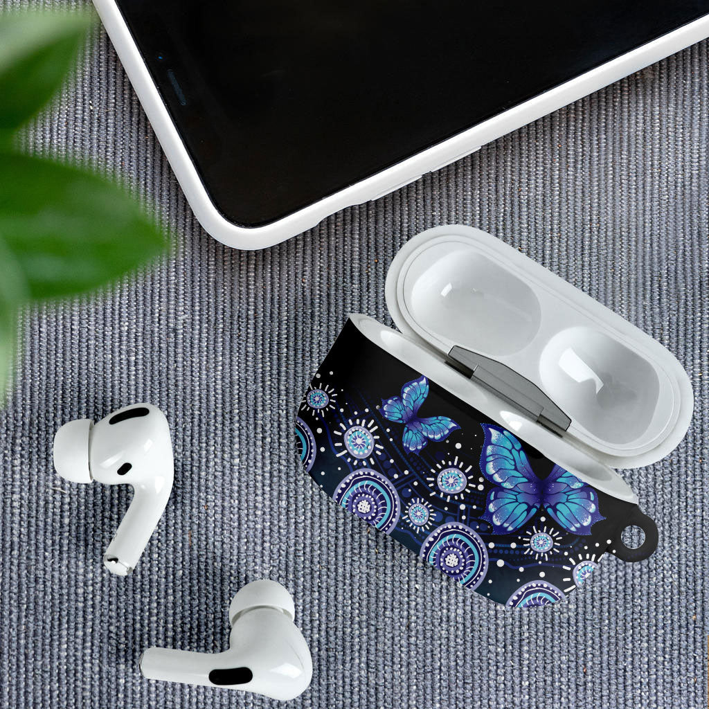 Dreamy Butterfly Collar Australia Purple Teal Hopeful Sky AirPods Case Indigenous Aboriginal Art