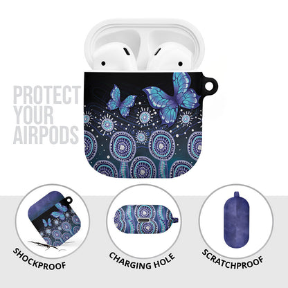 Dreamy Butterfly Collar Australia Purple Teal Hopeful Sky AirPods Case Indigenous Aboriginal Art