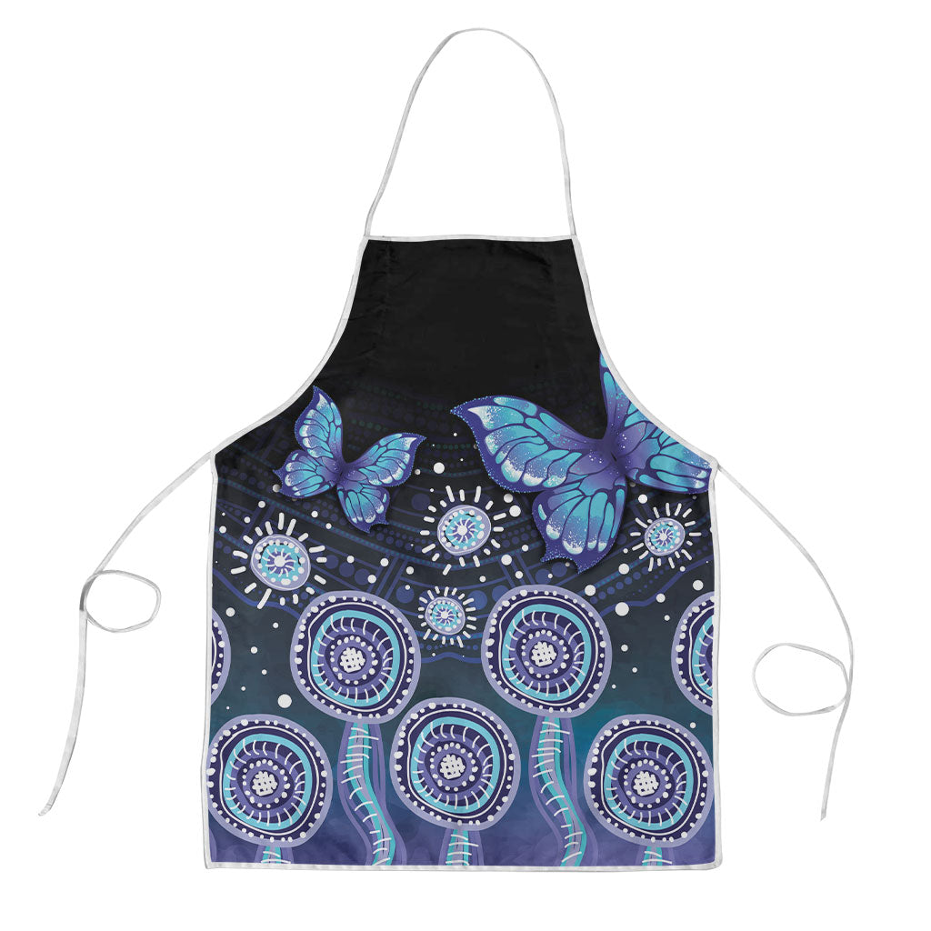 Dreamy Butterfly Collar Australia Purple Teal Hopeful Sky Apron Indigenous Aboriginal Art