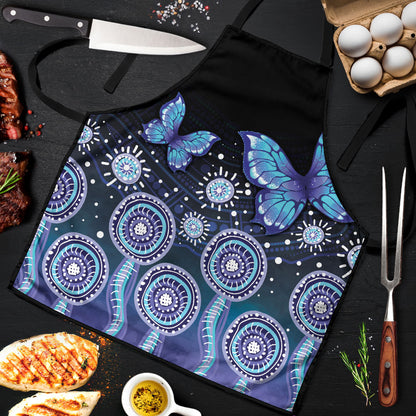 Dreamy Butterfly Collar Australia Purple Teal Hopeful Sky Apron Indigenous Aboriginal Art