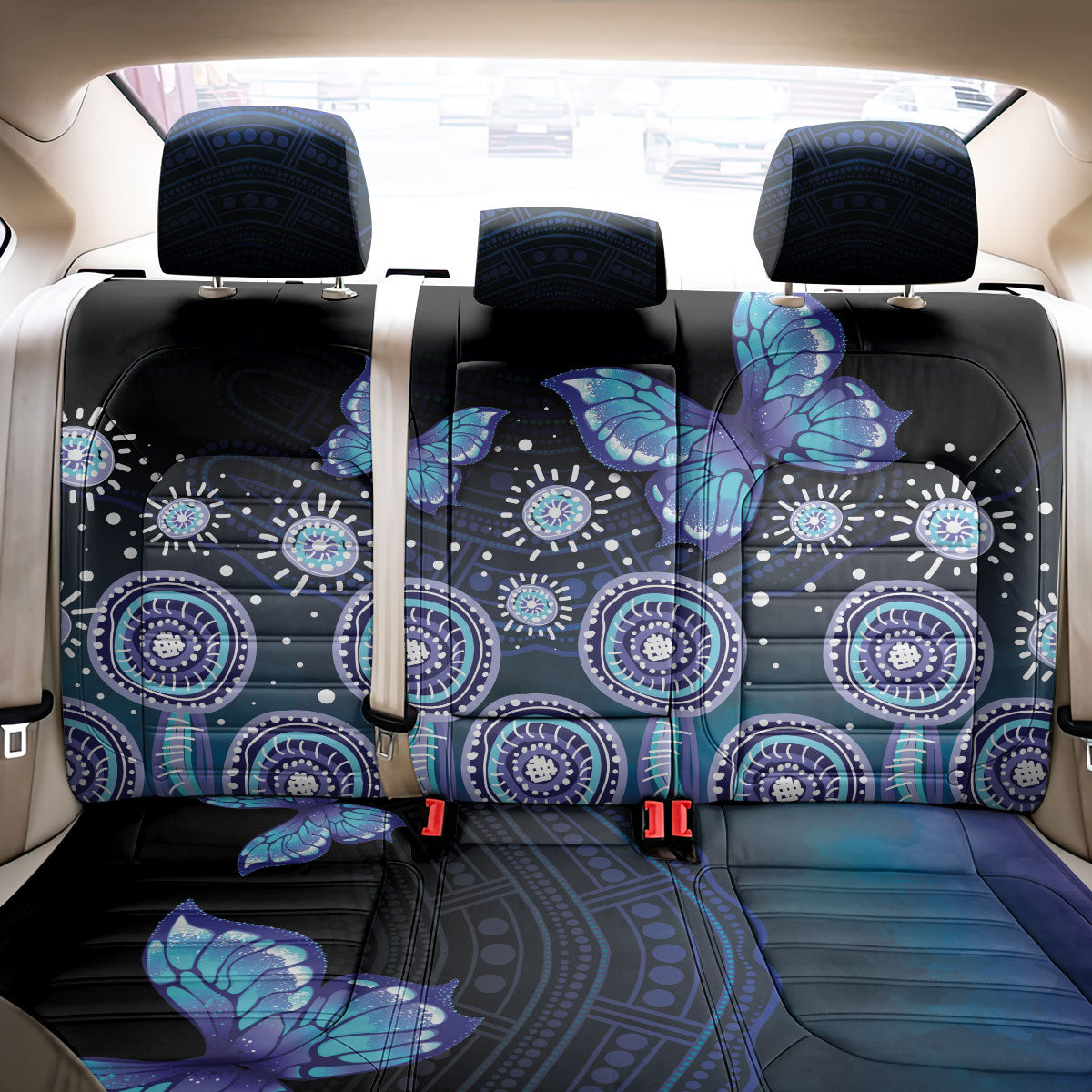 Dreamy Butterfly Collar Australia Purple Teal Hopeful Sky Back Car Seat Cover Indigenous Aboriginal Art