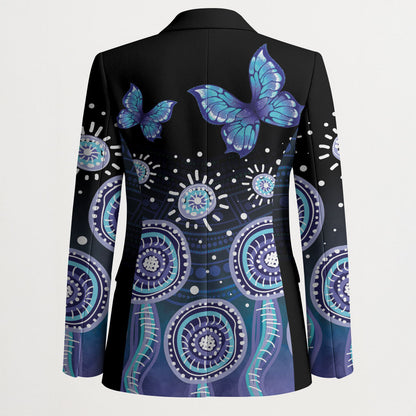 Dreamy Butterfly Collar Australia Purple Teal Hopeful Sky Blazer Indigenous Aboriginal Art