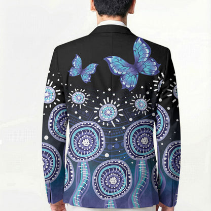 Dreamy Butterfly Collar Australia Purple Teal Hopeful Sky Blazer Indigenous Aboriginal Art