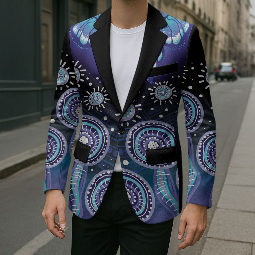 Dreamy Butterfly Collar Australia Purple Teal Hopeful Sky Blazer Indigenous Aboriginal Art